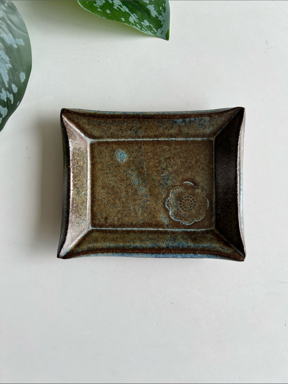 Small Floral Handmade Pottery Dish Decor Vintage